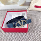 The Bold Edition Reversible Belt 30mm Blue Black Grained Calfskin Silver Buckle