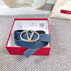 The Bold Edition Reversible Belt 30mm Blue Black Grained Calfskin Silver Buckle