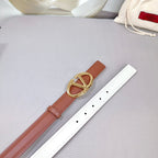 The Bold Edition Belt 30mm Brown White Calfskin Shiny Gold Buckle