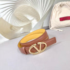 The Bold Edition Belt 30mm Brown Yellow Calfskin Shiny Gold Buckle