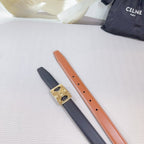 CL MEDIUM 25 MM REVERSIBLE FRAMED TRIOMPHE BELT BLACK AND BRONZE BROWN CALFSKIN LIGHT GOLD HARDWARE
