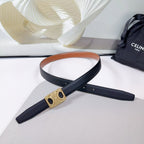 CL MEDIUM 25 MM REVERSIBLE FRAMED TRIOMPHE BELT BLACK AND BRONZE BROWN CALFSKIN LIGHT GOLD HARDWARE