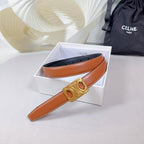 CEL Gold Buckle Belt 25mm Brown Calfskin 178254