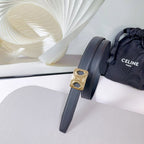 CL MEDIUM 25MM REVERSIBLE FRAMED TRIOMPHE BELT BLACK CALFSKIN LIGHT GOLD HARDWARE