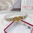Valenti Toilde Iconographe Belt 40mm White Beige Calfskin Gold Buckle