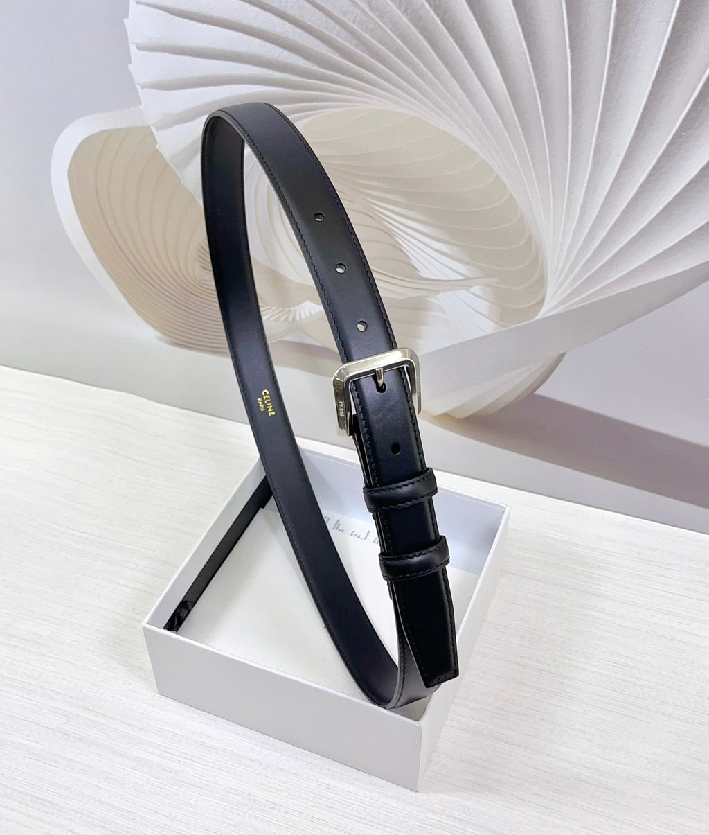 CEL Silver Western 25mm Belt Black Cowhide 181042