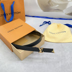 Pretty LV 20mm Reversible Belt Black Calfskin