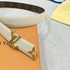 Pretty LV 30mm Reversible Belt Cream Calfskin