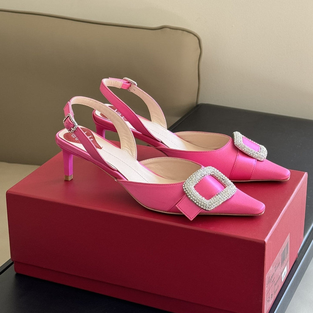 Viv Canard Slingback Pumps 55 in Pink Satin