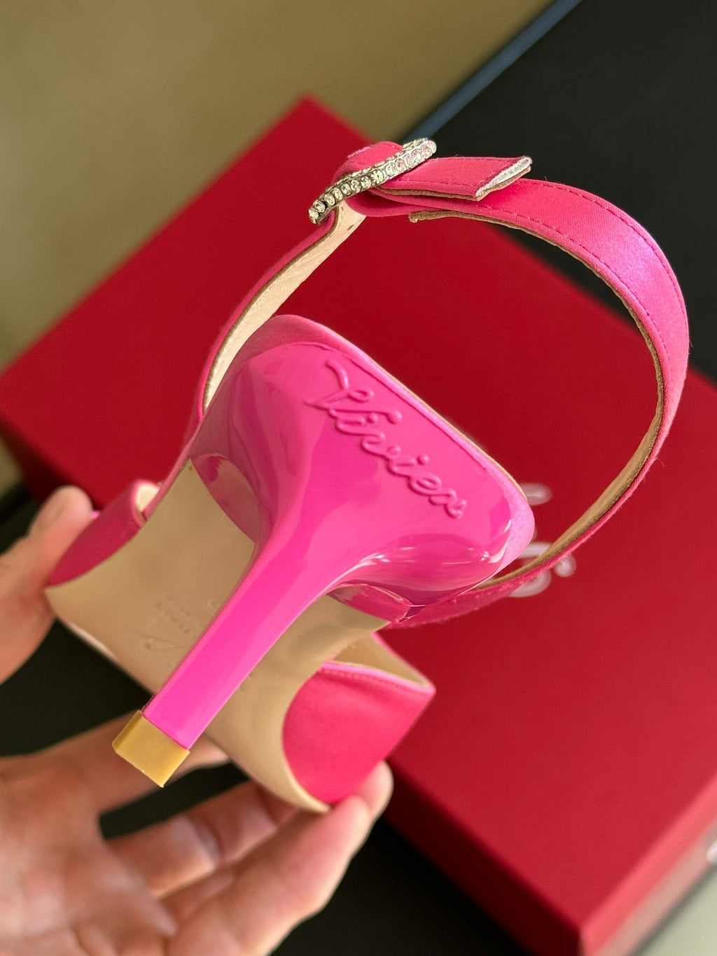 Viv Canard Slingback Pumps 55 in Pink Satin