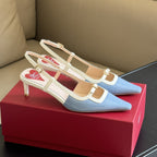 Viv Canard Slingback Pumps 55 in Patent White Light Blue Leather