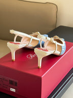 Viv Canard Slingback Pumps 55 in Patent White Light Blue Leather
