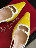 Viv Canard Slingback Pumps 55 in Patent White Yellow Leather