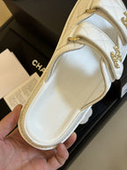 dad sandal white quilted lambskin