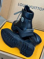 LV Ruby Flat Ranger Boots Black Calfskin