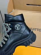 LV Ruby Flat Ranger Boots Black Calfskin