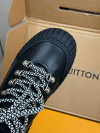 LV Ruby Flat Ranger Boots Black Calfskin
