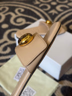 Loewe 25 Pebble Slide Beige Calfskin