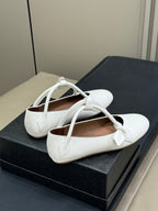 ALAIA Le Teckel Ballet Flats White Sheepskin 468730