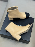 CC 26FW Ankle Boot Black Beige Sheepskin Fabric 621275