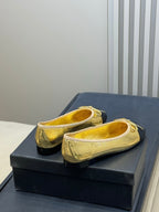 CC 26ss Ballet Flats Black Gold Leather Fabric 623149