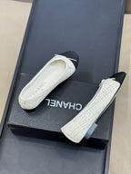CC 26ss Ballet Flats Black White Tweed Fabric 623152