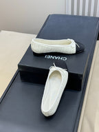 CC 26ss Ballet Flats Black White Tweed Fabric 623152