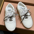 Miu Miu 2026 Tyre Sneaker White Suede Mesh 621347