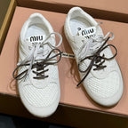 Miu Miu 2026 Tyre Sneaker White Suede Mesh 621347