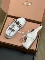 Miu Miu 2026 Tyre Sneaker White Mesh Leather 621348