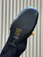 Alaia 26 Ballet Flats Black Lambskin Gold Chain 621730