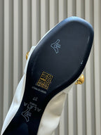 Alaia 26 Ballet Flats White Lambskin Gold Chain 621731