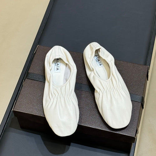 Alaia 26 Ballet Flats White Lambskin 621733
