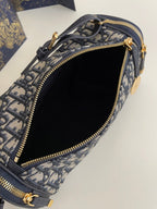 CD East-West cylindrical bag 27 blue jacquard canvas