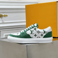 LV MONOGRAM GREEN AND WHITE SNEAKERS
