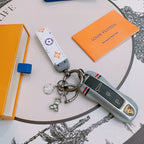 LV Silver White Keychain Charm