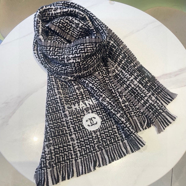 CC Scarf 180 CM Black With White Stripes Wool 422790