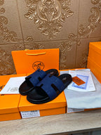 HM IZMIR SLIPPER NAVY CALFSKIN