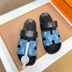 HM Men's Chypre Slide Blue Calfskin 748424