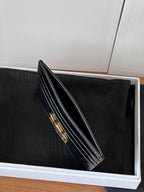 TRIOMPHE Card Holder Black Cowhide& Fabric GHW