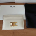 TRIOMPHE Card Holder White Cowhide& Fabric GHW