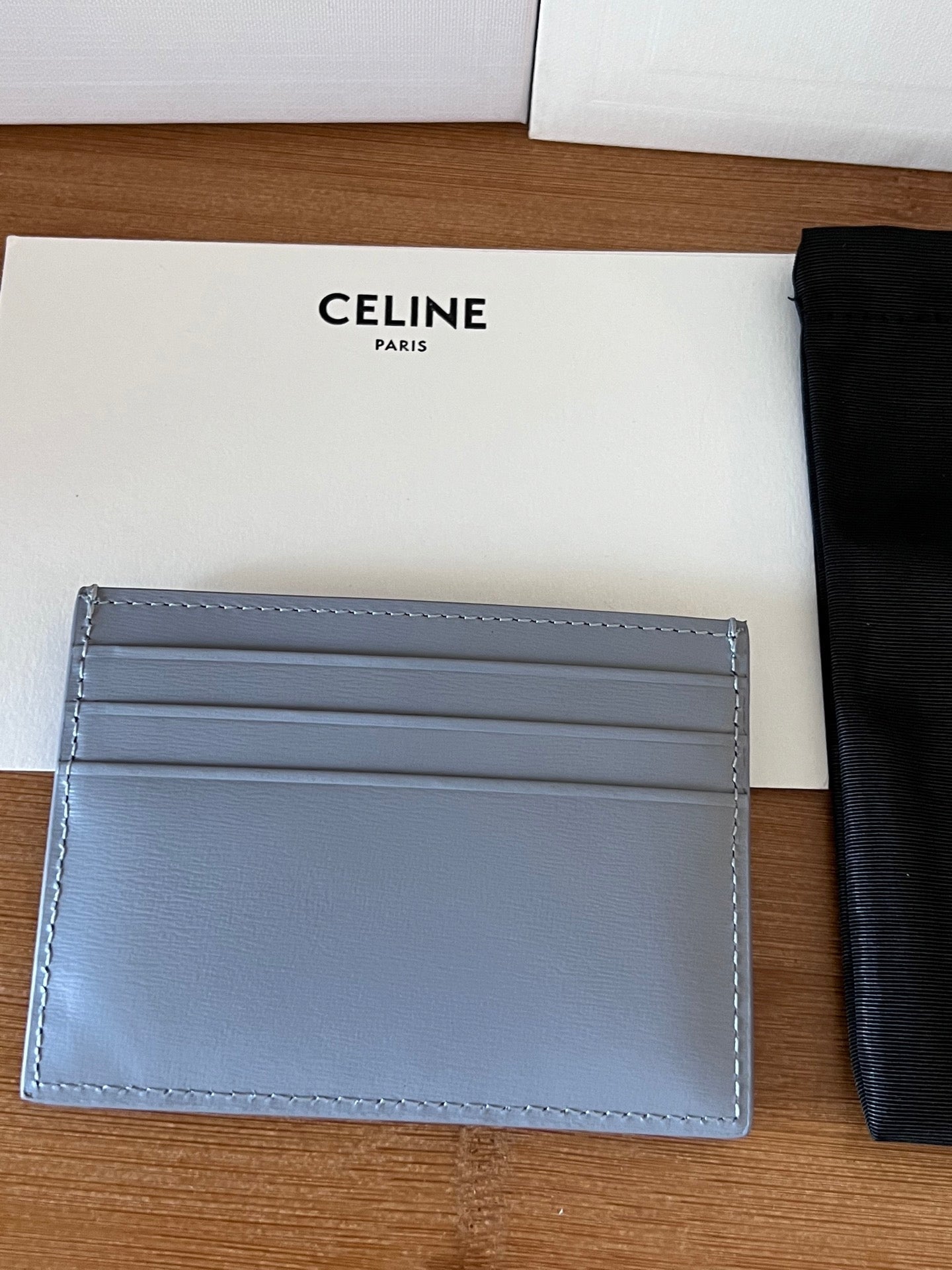 TRIOMPHE Card Holder Glacier Cowhide& Fabric GHW