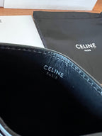 TRIOMPHE Card Holder Black Sliver Cowhide& Fabric