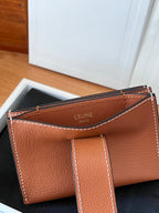 ACCORDEON 10N843 Card Holder Brown Grain Cowhide GHW