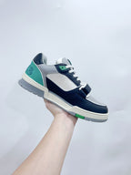 LV Trainer Sneaker Velcro Strap Green Black Cowhide