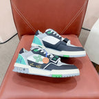 LV Trainer Sneaker Velcro Strap Green Black Cowhide