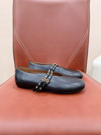 ALAIA MARY JANE SHOES IN BLACK LAMBSKIN WITH GOLD HARDWARE