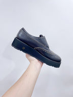 Miu-Church's Loafers Black With White Border Nubuck Leather