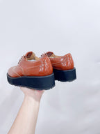 Miu-Church's Lace-Ups Cocoa Brown Glossy Nubuck Leather