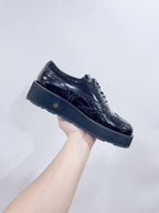 Miu-Church's Lace-Ups Black Glossy Nubuck Leather